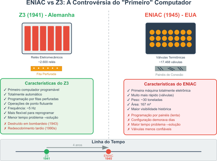 comparação gráfica entre as duas tecnologias ENIAC e Z3