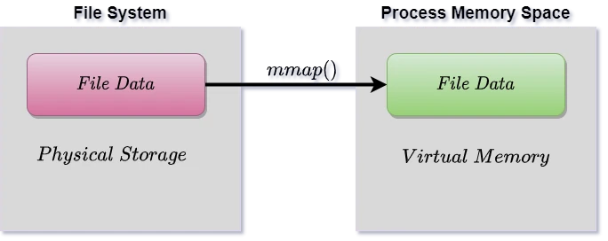 shows the concept of mmap getting data from physical devices and mapping it in virtual memory